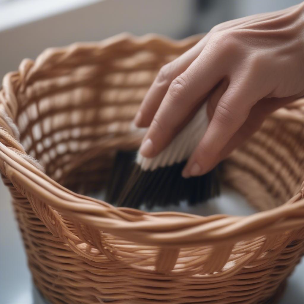 Cleaning a wicker basket