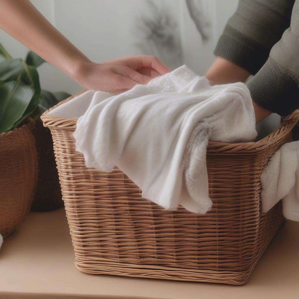 Cleaning a wicker storage basket