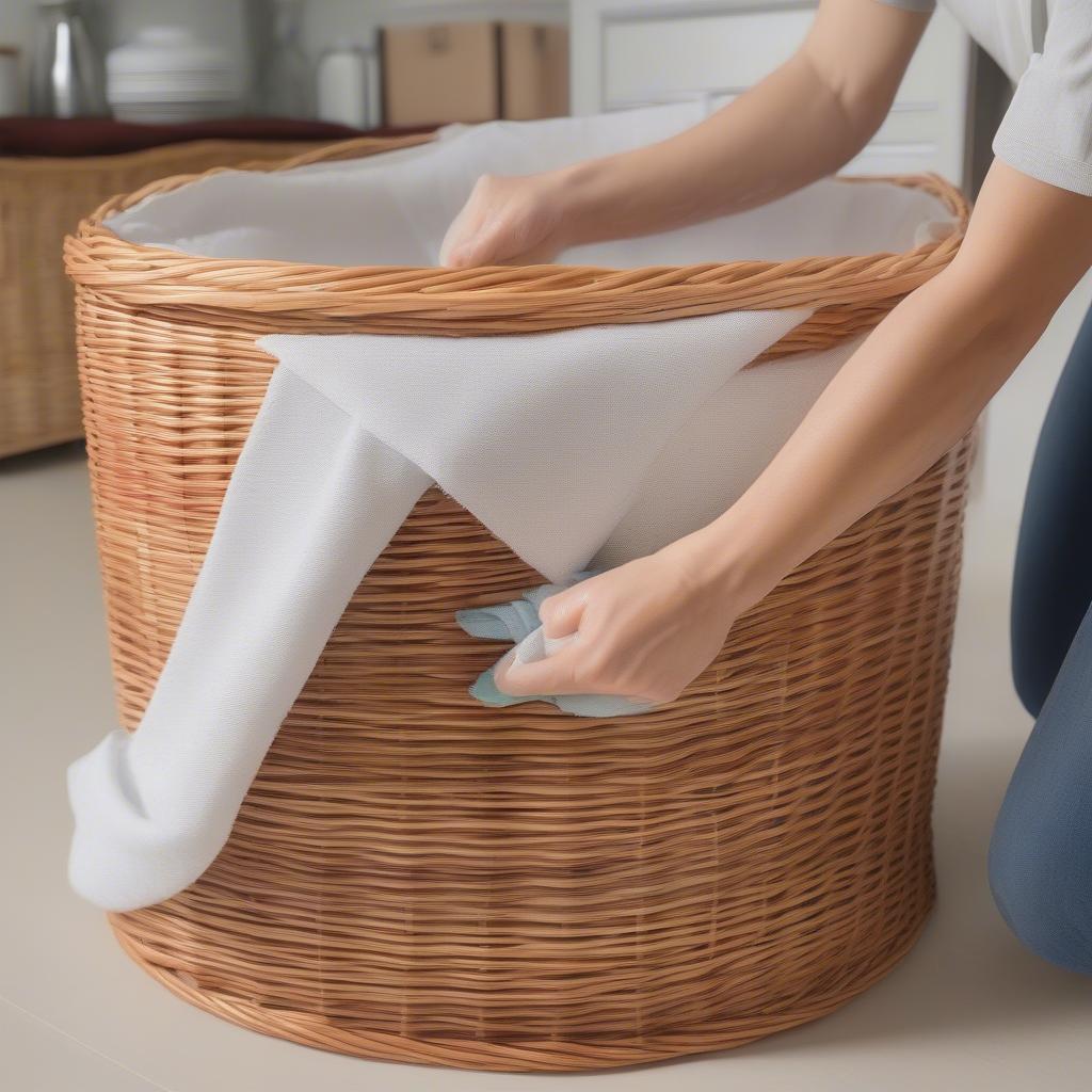 Cleaning a wicker basket cabinet