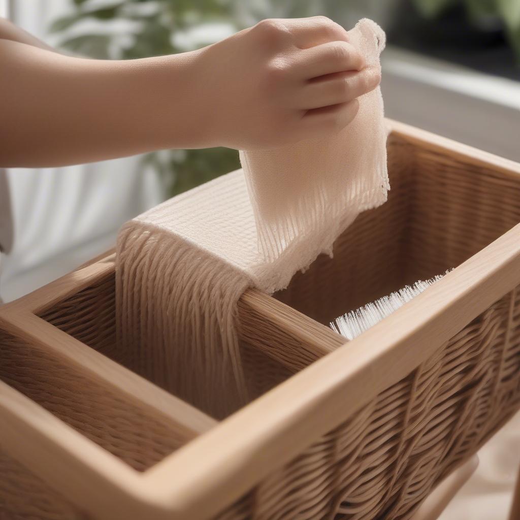 Cleaning Wicker Baskets on an Oxford Bench