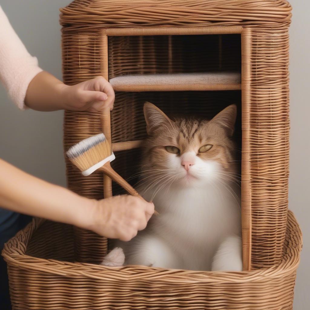 Cleaning a Wicker Cat Cabinet