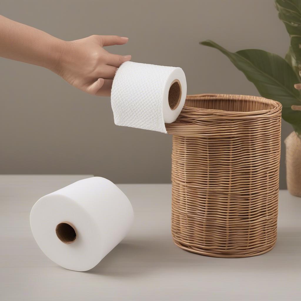 Cleaning Wicker Loo Roll Storage