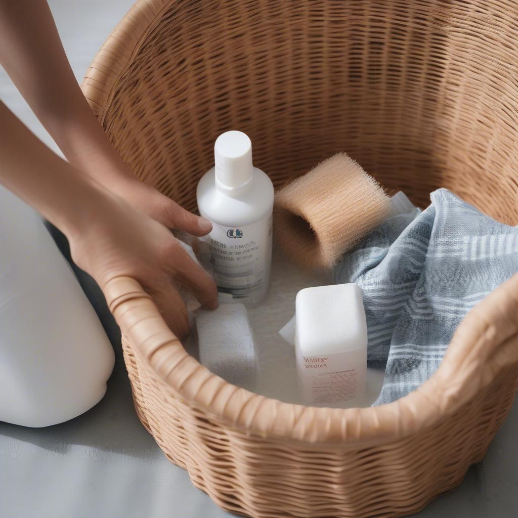 Cleaning a wicker magazine basket