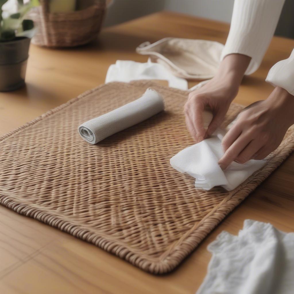 Cleaning wicker placemats is easy with a soft brush or damp cloth.