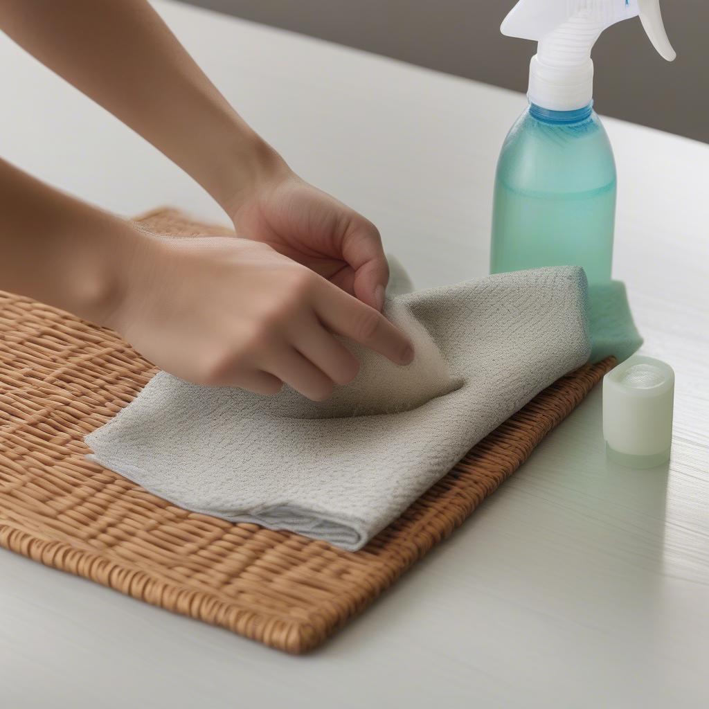 Regular cleaning of wicker placemats to remove crumbs and spills