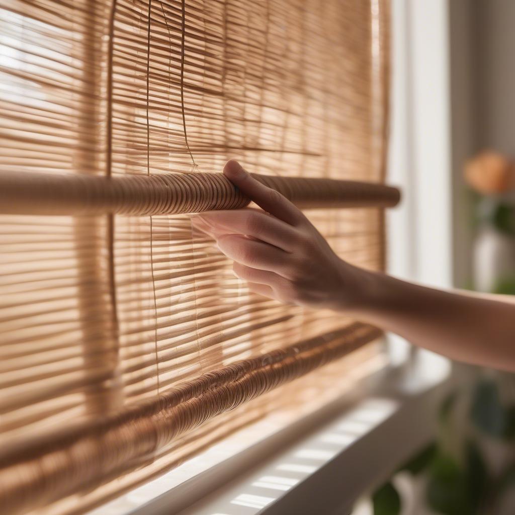 Cleaning a wicker rattan blind