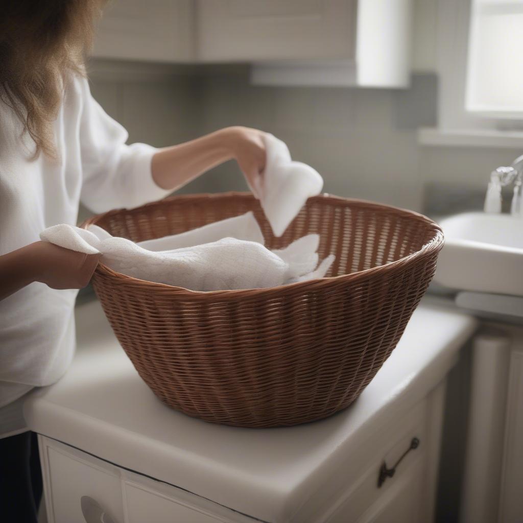 Cleaning a Tall Wicker Storage Basket