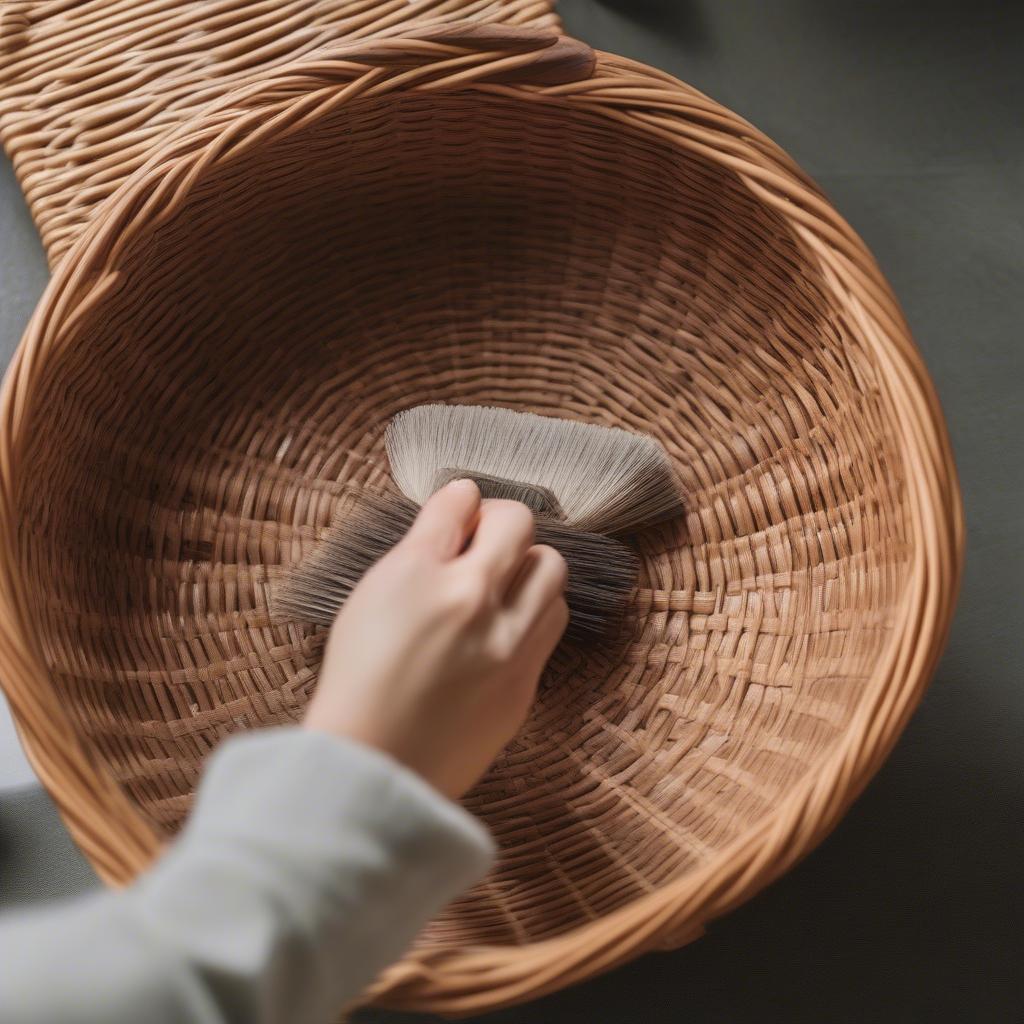 Cleaning a wicker storage basket