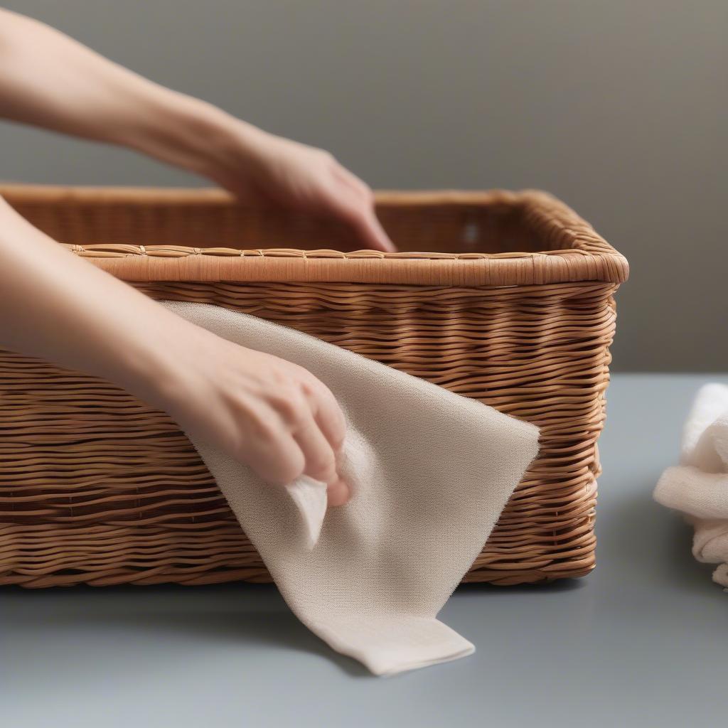 Cleaning a wicker storage basket