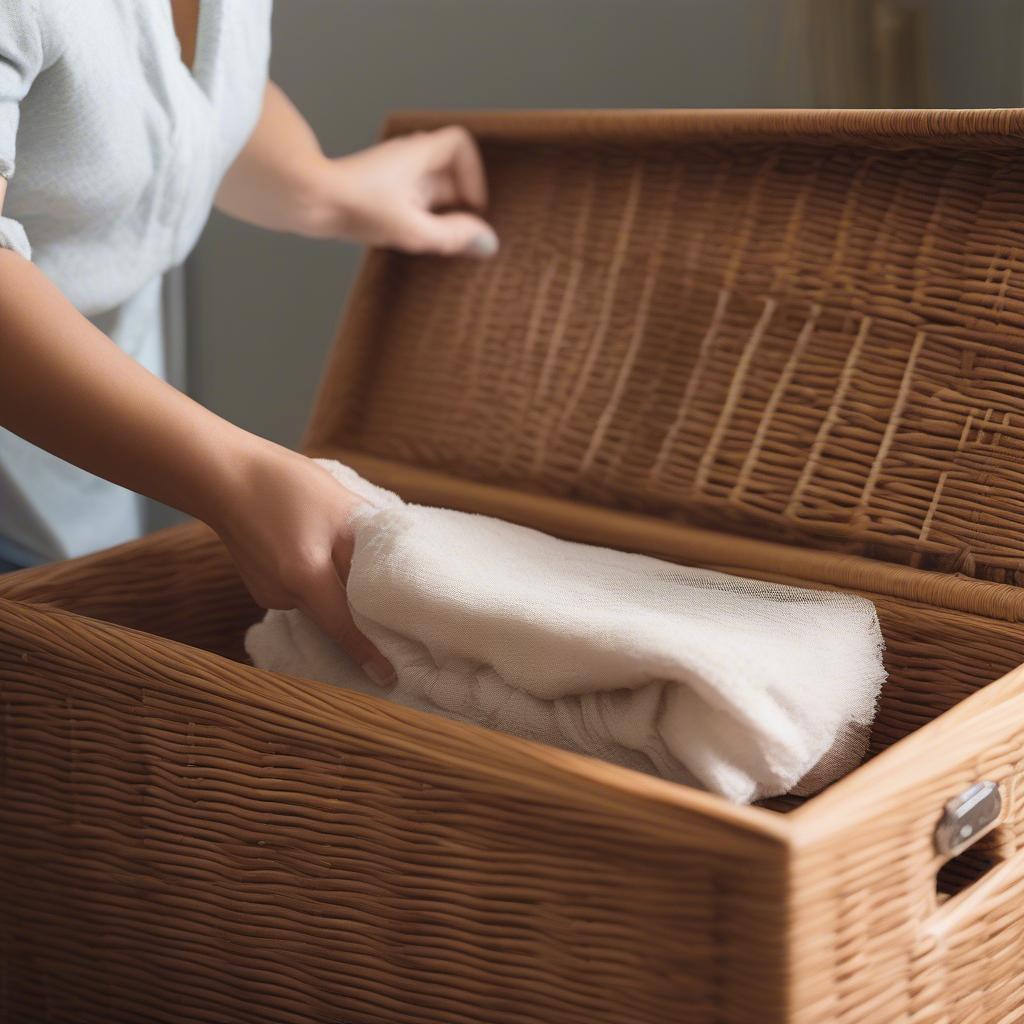 Cleaning a Wicker Storage Chest Bench