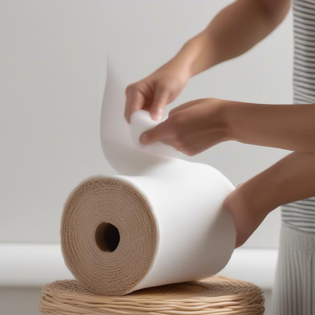 Cleaning a wicker toilet paper roll holder