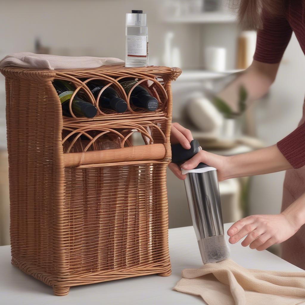 Cleaning a wicker wine rack