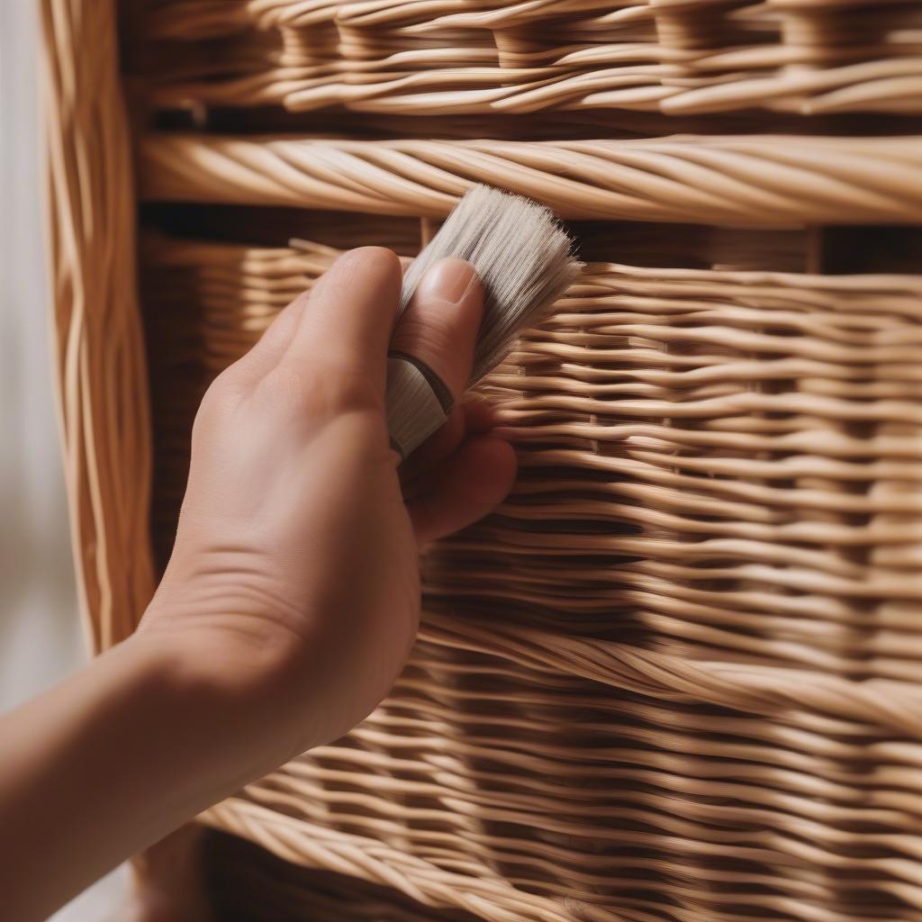 Cleaning a Wooden Wicker Storage Unit