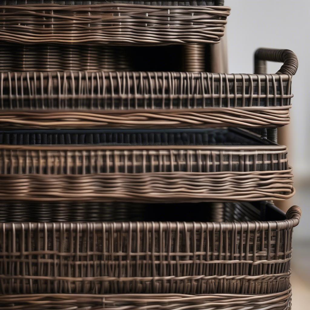 Close-up of a Black Wicker Basket Drawer