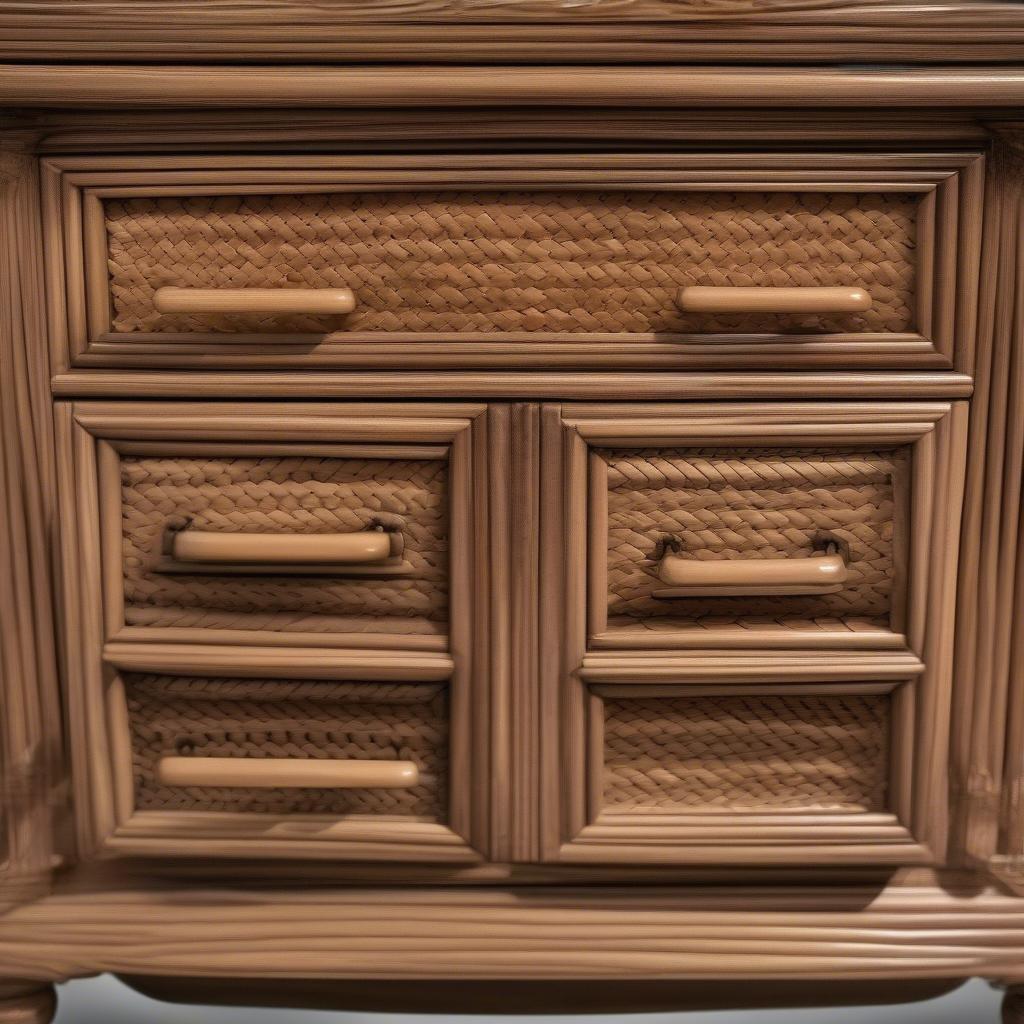 Close-up of the Crabbe Drawer Wicker Storage Cabinet Details