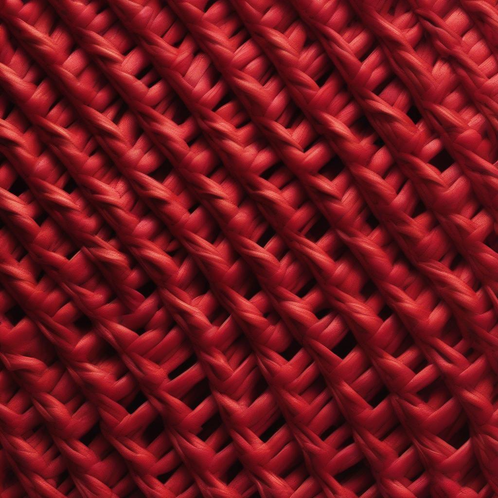 Close-up view of the weave and texture of a red wicker basket.