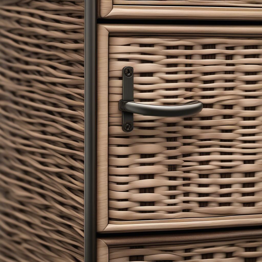 Close-up of Wicker Drawers with Metal Handles