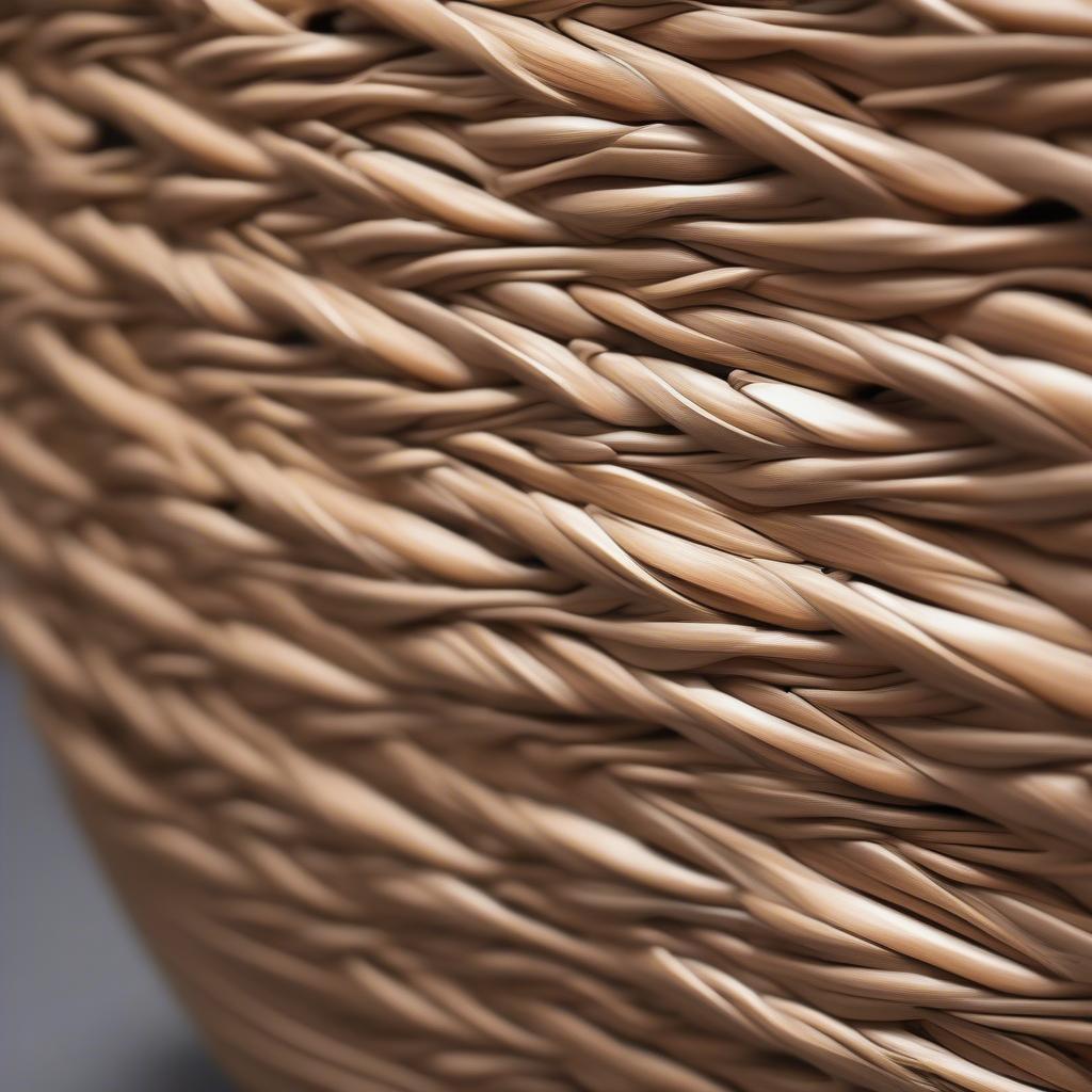 Close-up view of the intricate wicker weave on a black half bin