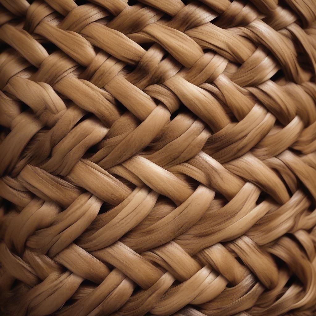 Close-up view of the intricate weave of a wicker basket, highlighting the craftsmanship.