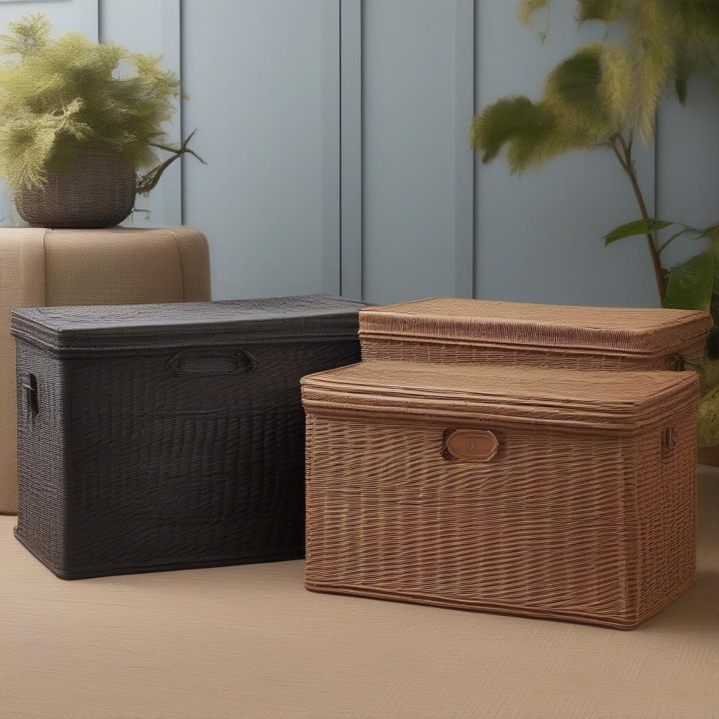 Coleman wicker storage boxes in different sizes