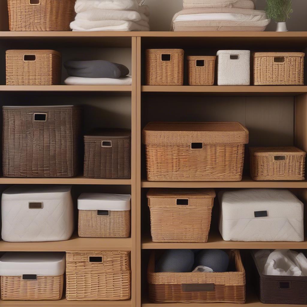 Collapsible Resin Wicker Basket as Storage Solution