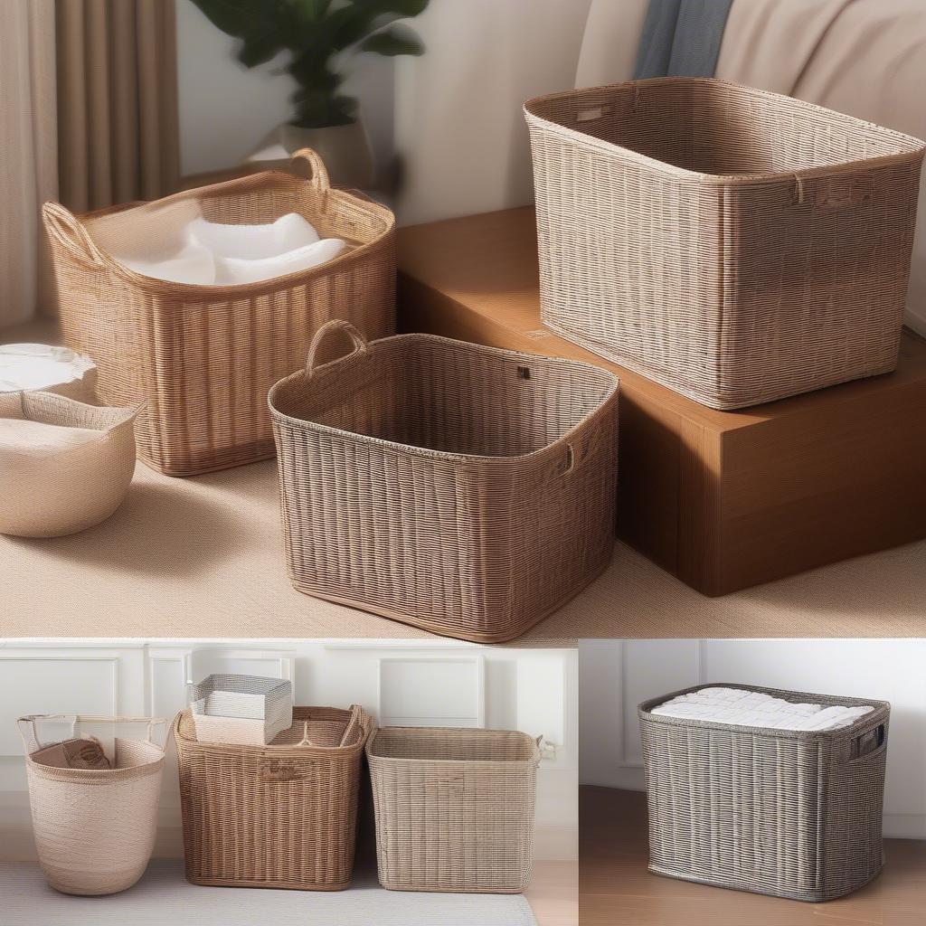 Variety of Collapsible Resin Wicker Baskets