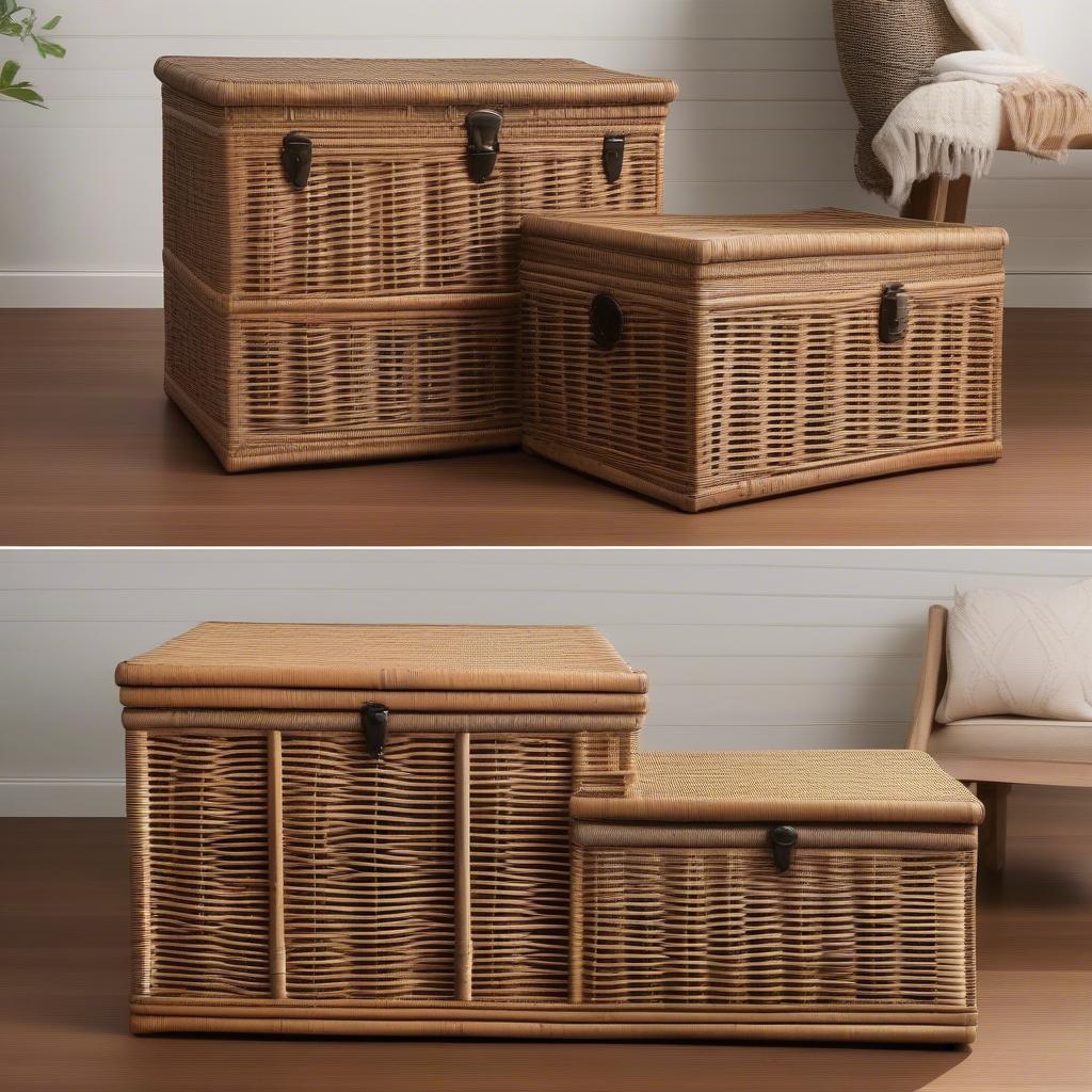 Comparison of rattan and wicker storage trunks