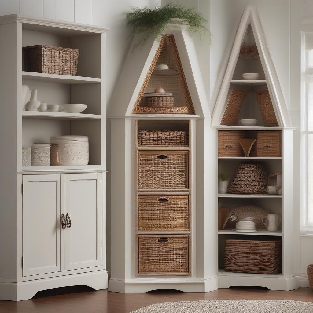 Various Corner Wicker Cabinet Styles