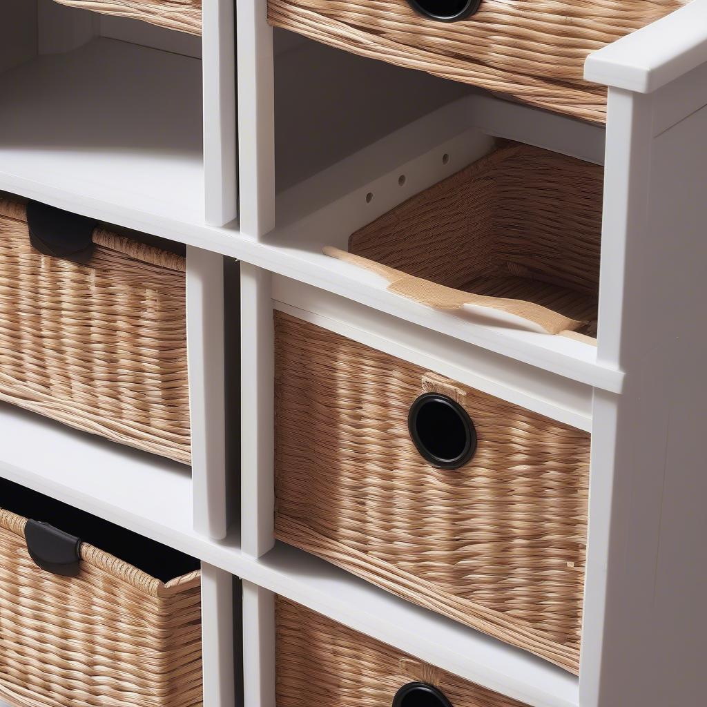 Close-up View of the Costway 3 Drawer Wicker Storage Unit