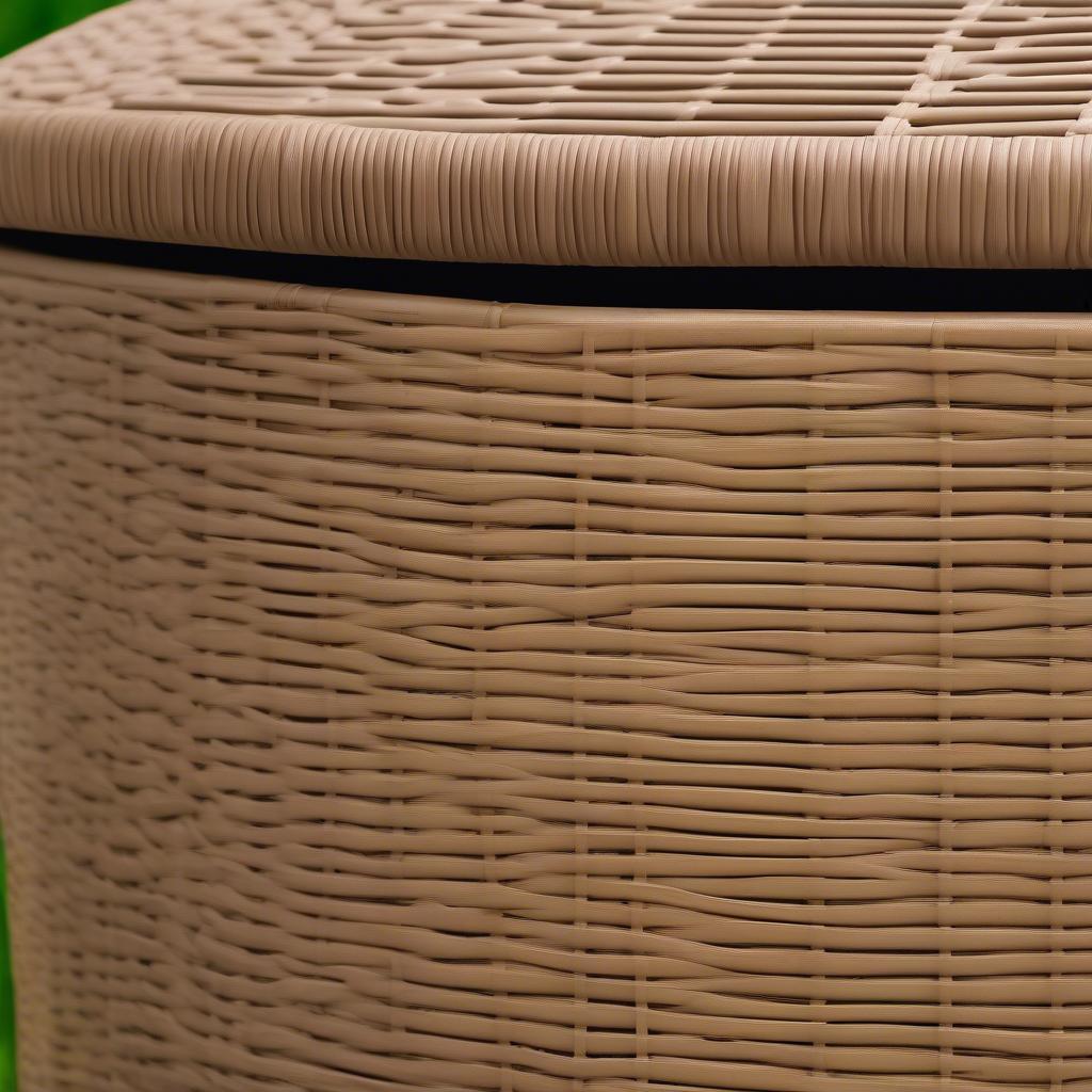 Close-up view of the wicker weave on the Crosley Palm Harbor storage bin