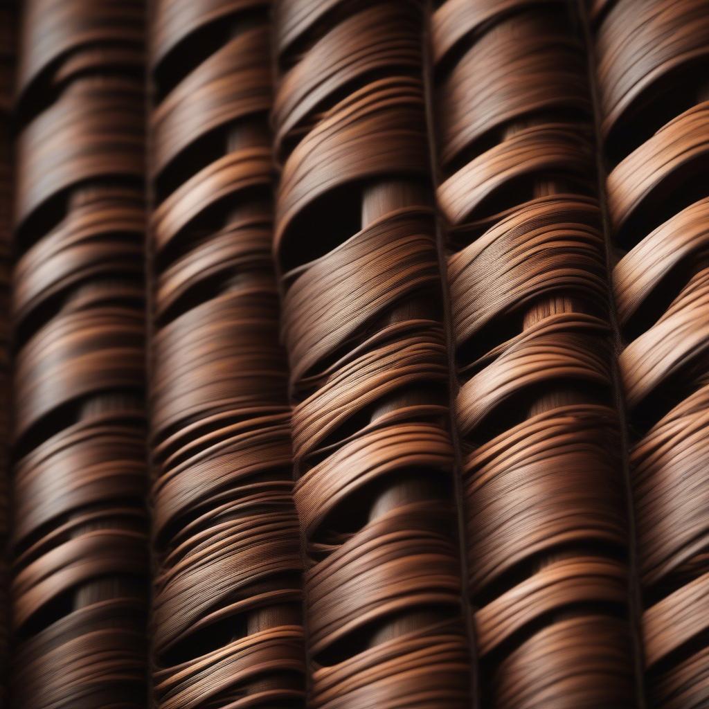 Dark Wicker Blinds Close-Up