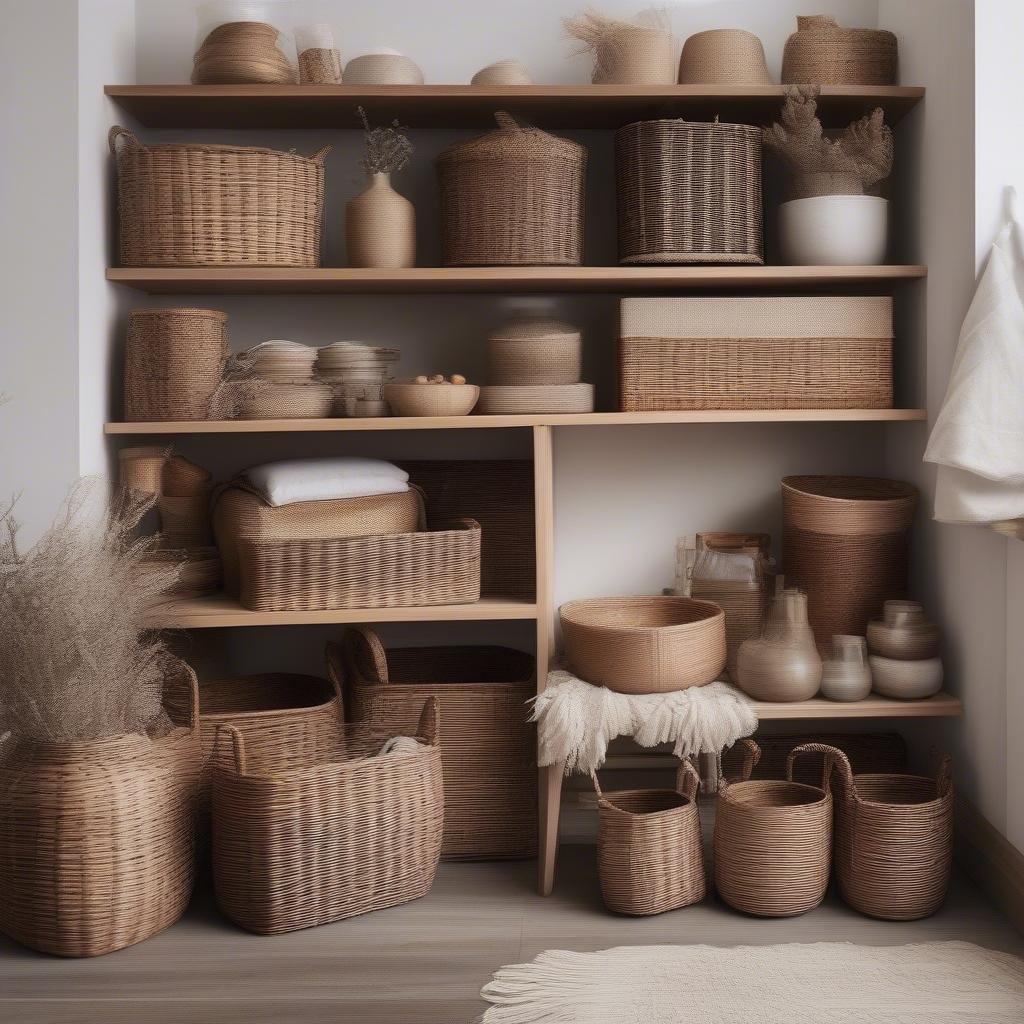 Deep Wicker Storage Baskets in Different Decor Styles