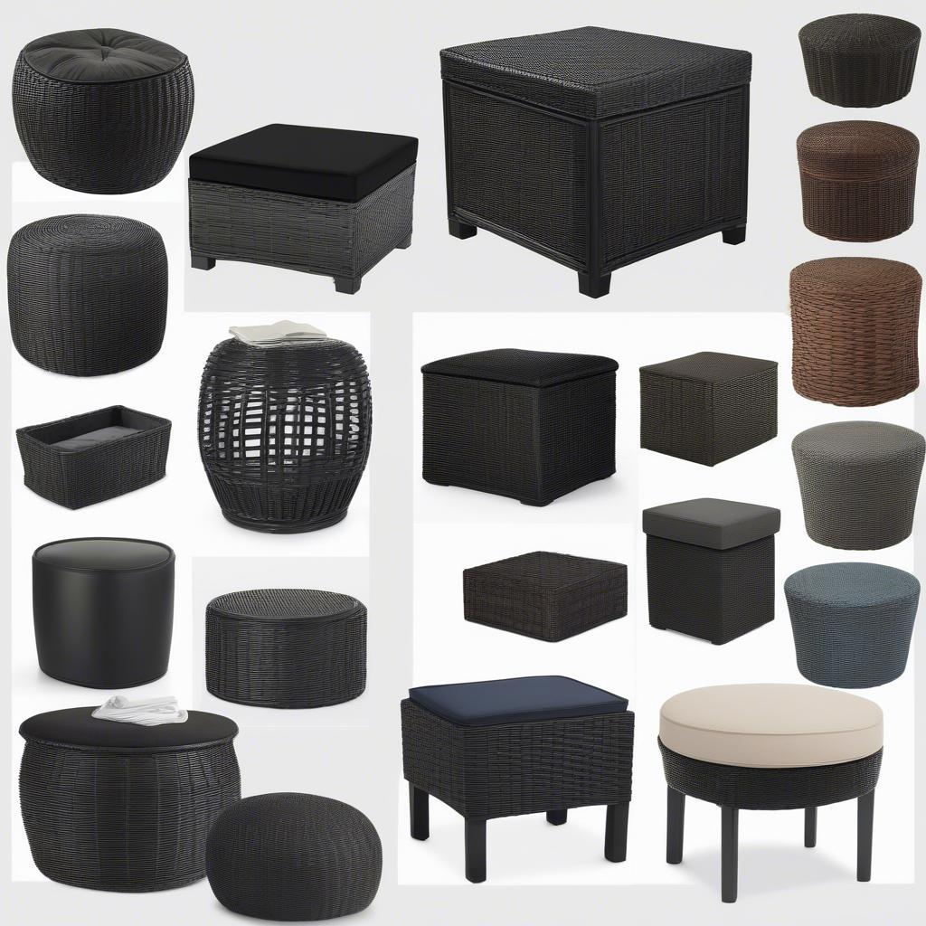 Different Black Wicker Storage Ottoman Styles