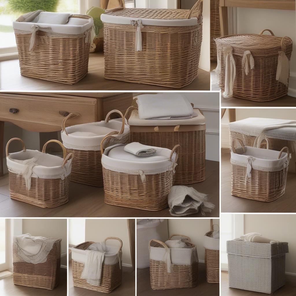 Various Shapes of Antique Wash Wicker Baskets