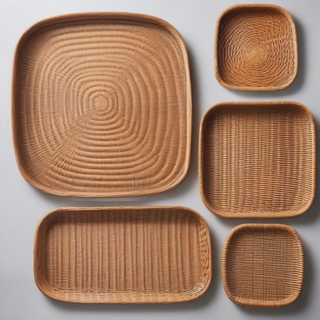 Various Sizes of Round and Rectangular Wicker Trays