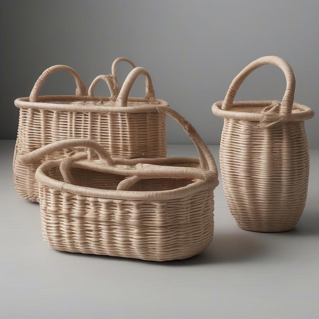 Different sizes of bone-shaped wicker baskets