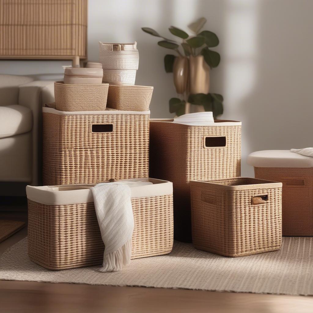 Various Sizes of Faux Wicker Bins