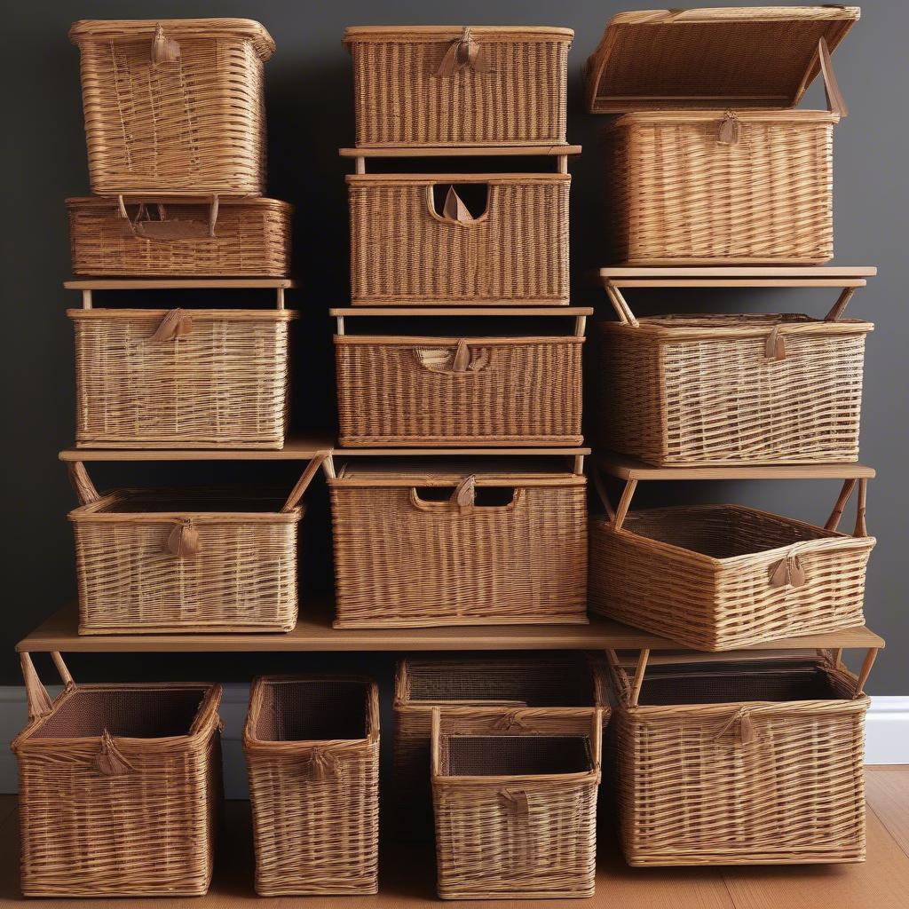 Different Sizes of Hinged Wicker Baskets