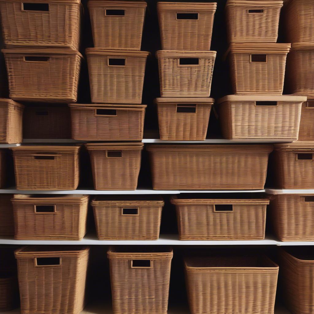 Different Sizes of Narrow Wicker Baskets