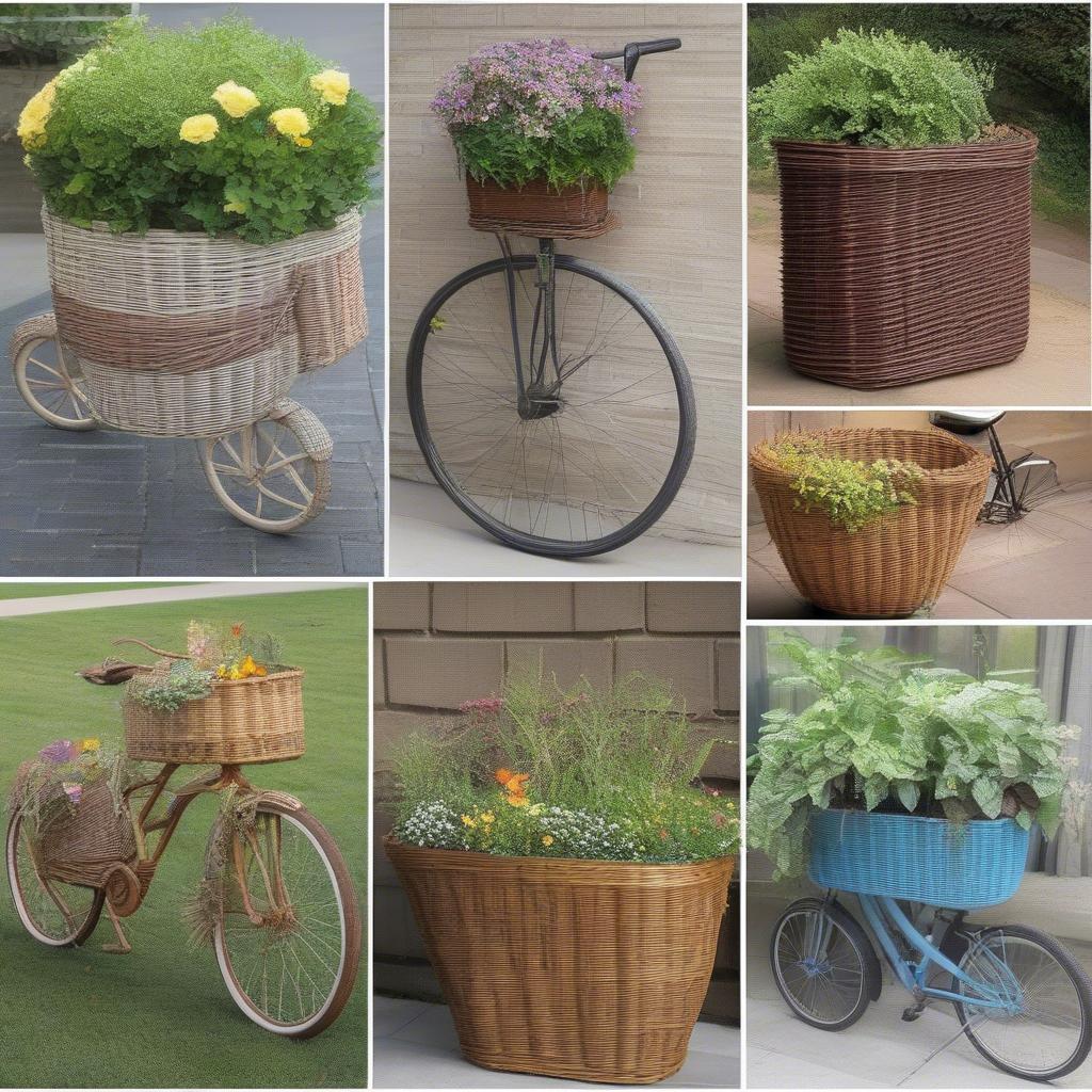 Different Styles of Bicycle Wicker Planters