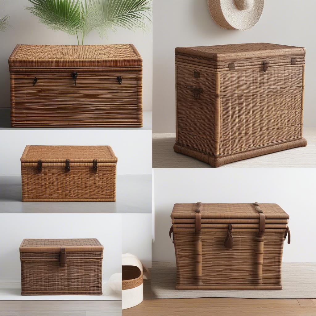 Various Styles of Natural Rattan Wicker Storage Trunks