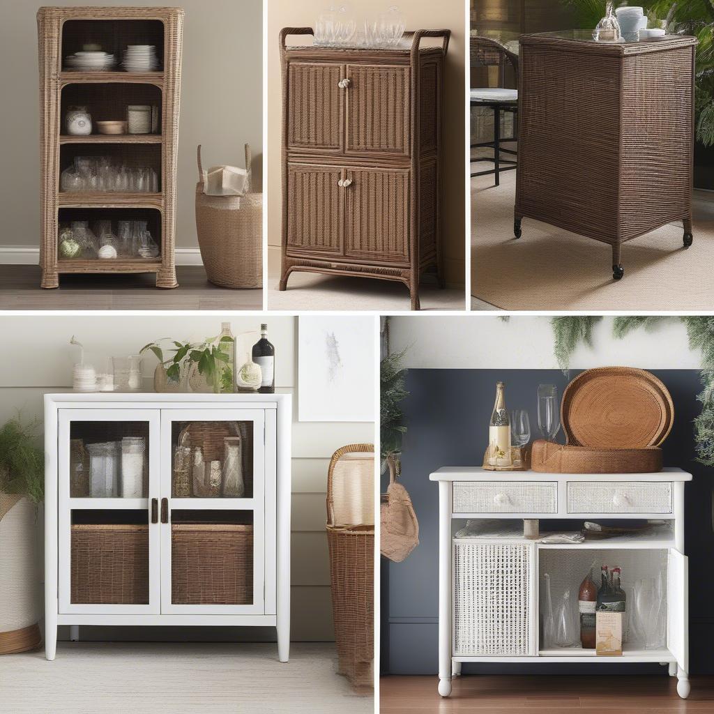 Variety of wicker storage bar styles