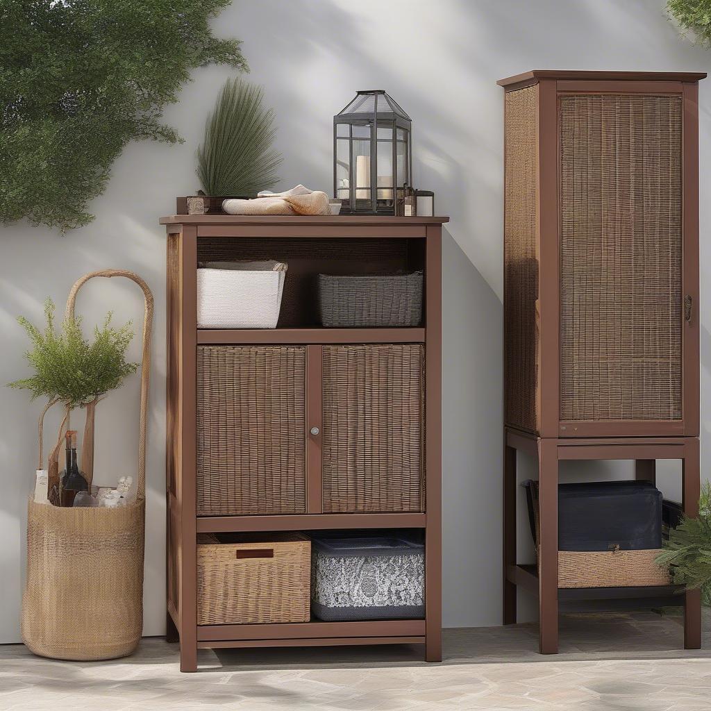 Various Styles of Tall Outdoor Wicker Storage Cabinets