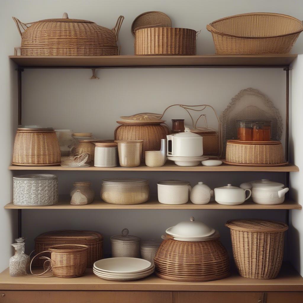 Different Styles of Wicker Pyrex Holders