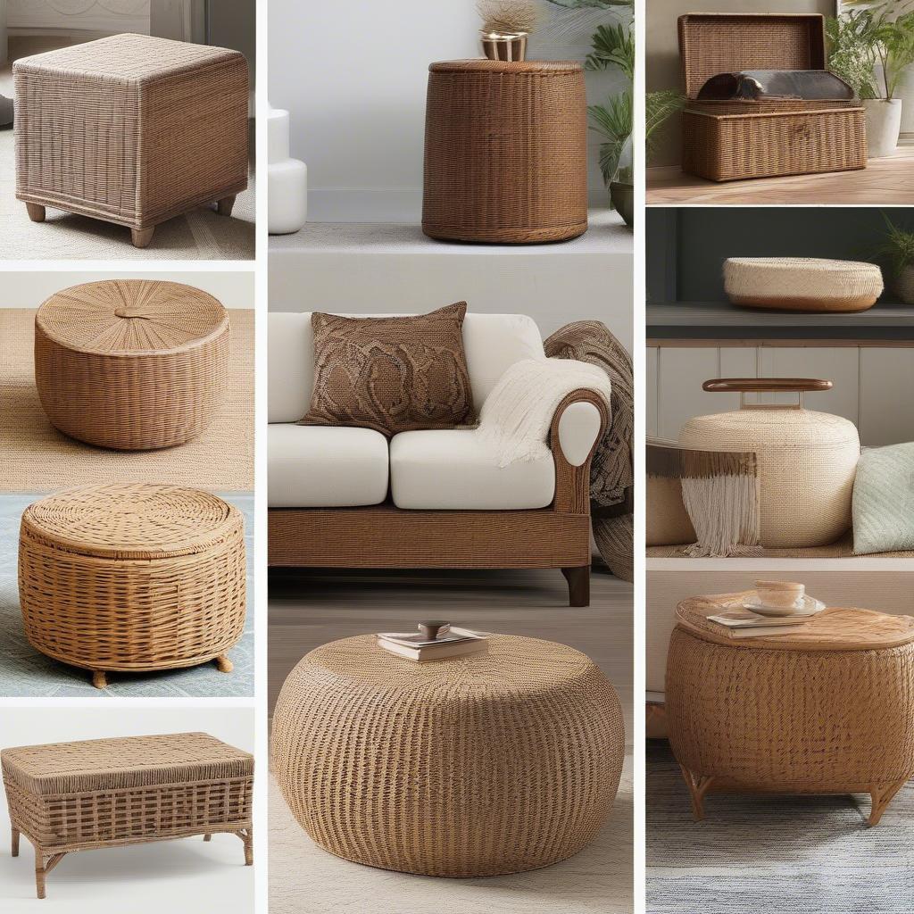 Different Styles of Wicker Storage Ottomans