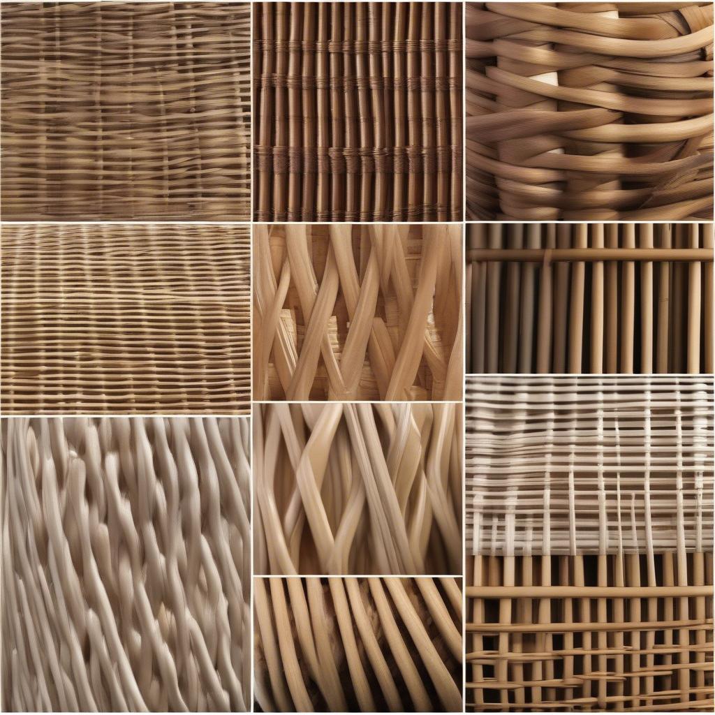 Different types of wicker and rattan used in basket weaving