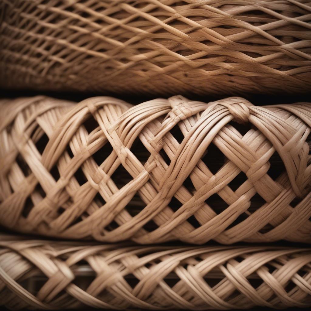 Close-up of different wicker weaving patterns