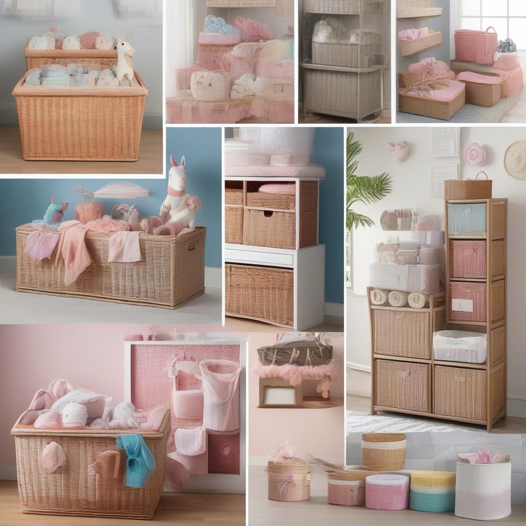 Different unicorn wicker storage options available