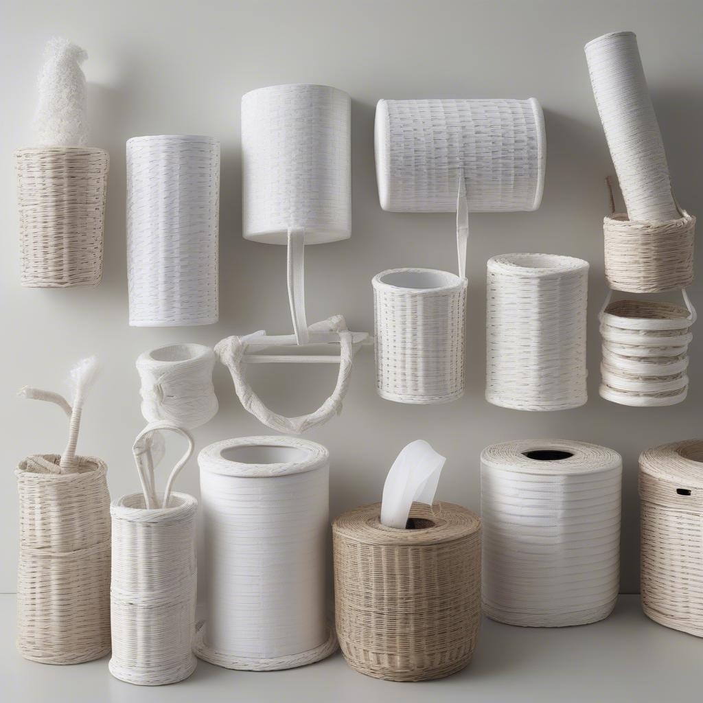 Variety of White Wicker Toilet Roll Holders