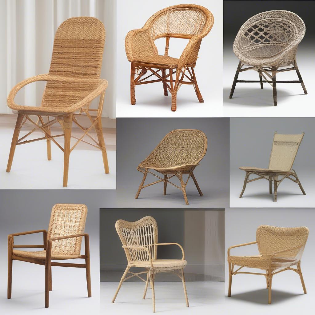 Various wicker bamboo chair designs impacting weight capacity.